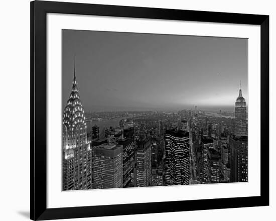 Midtown and Lower Manhattan at dusk-Richard Berenholtz-Framed Art Print