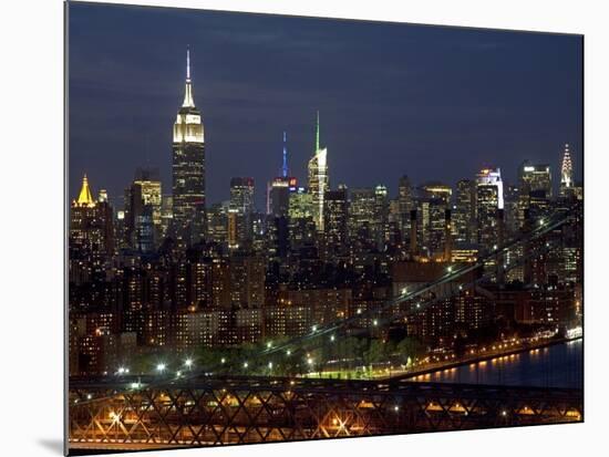 Midtown Manhattan at night-Richard Berenholtz-Mounted Art Print