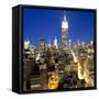 Midtown Manhattan, Elevated Dusk View Towards the Empire State Building, Manhattan, New York City,-Gavin Hellier-Framed Stretched Canvas