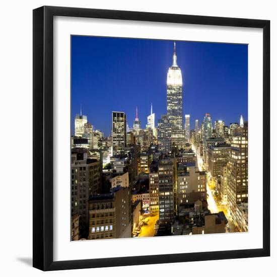 Midtown Manhattan, Elevated Dusk View Towards the Empire State Building, Manhattan, New York City,-Gavin Hellier-Framed Photographic Print