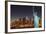 Midtown Manhattan Skyline and the Statue of Liberty at Night, New York City-Zigi-Framed Photographic Print