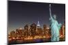 Midtown Manhattan Skyline and the Statue of Liberty at Night, New York City-Zigi-Mounted Photographic Print