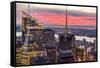 Midtown Skyline with Empire State Building from the Rockefeller Center, Manhattan, New York City-ClickAlps-Framed Stretched Canvas