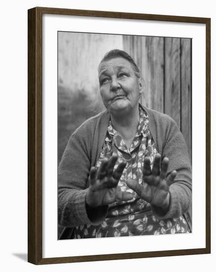 Midwife Mrs. Mahala Couch Talking About How Many Babies She Has Delivered-Eliot Elisofon-Framed Photographic Print