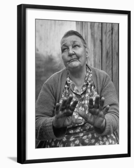 Midwife Mrs. Mahala Couch Talking About How Many Babies She Has Delivered-Eliot Elisofon-Framed Photographic Print