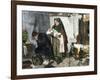 Midwife Showing new Baby to Father Whose Wife Has Died in Childbirth-null-Framed Giclee Print