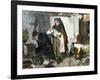 Midwife Showing new Baby to Father Whose Wife Has Died in Childbirth-null-Framed Giclee Print