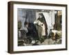 Midwife Showing new Baby to Father Whose Wife Has Died in Childbirth-null-Framed Giclee Print