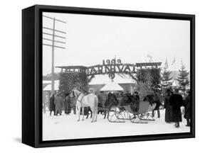 Midwinter Carnival, Entrance to Pontiac Rink, Upper Saranac Lake, N.Y.-null-Framed Stretched Canvas