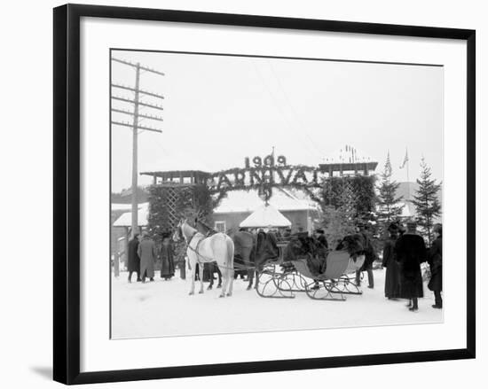 Midwinter Carnival, Entrance to Pontiac Rink, Upper Saranac Lake, N.Y.-null-Framed Photo