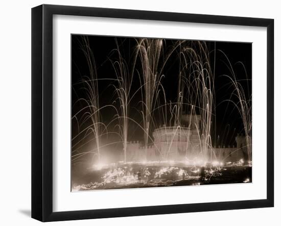 Midwinter Carnival, Storming the Fortress, Upper Saranac Lake, N.Y.-null-Framed Photo