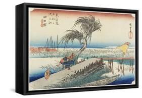 Mie River, Yokkaichi, C. 1833-Utagawa Hiroshige-Framed Stretched Canvas