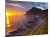 Mightnight Sun over Dramatic Coastal Landscape, Vikten, Flakstadsoya, Lofoten, Norway-Doug Pearson-Mounted Premium Photographic Print