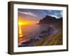 Mightnight Sun over Dramatic Coastal Landscape, Vikten, Flakstadsoya, Lofoten, Norway-Doug Pearson-Framed Photographic Print