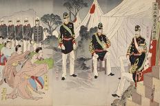 Generals of the Chinese Army Surrendering to Japanese Commanders, October 1894-Migita Toshihide-Framed Stretched Canvas