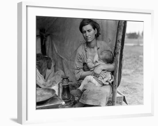 Migrant farm worker's family in Nipomo California, 1936-Dorothea Lange-Framed Photographic Print