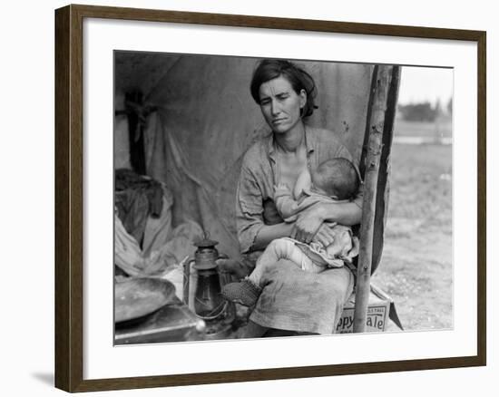 Migrant farm worker's family in Nipomo California, 1936-Dorothea Lange-Framed Photographic Print