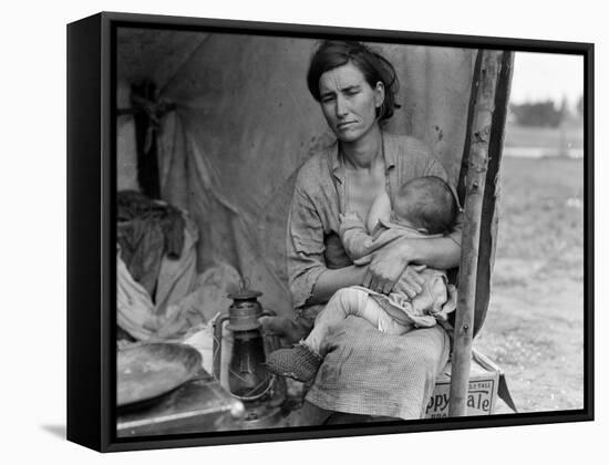 Migrant farm worker's family in Nipomo California, 1936-Dorothea Lange-Framed Stretched Canvas