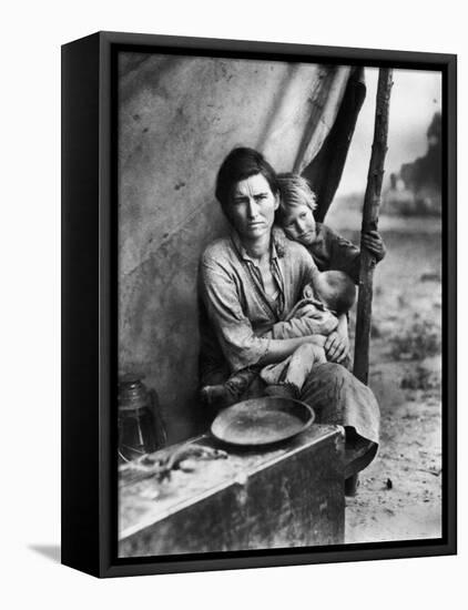 Migrant Mother Florence Thompson and Children Photographed by Dorothea Lange-Dorothea Lange-Framed Stretched Canvas