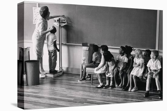 Migrant Workers Children Measured for Height, at School in New Jersey, 1956-null-Stretched Canvas