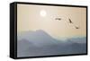 Migrating Cranes to the Sun over the Mountains-Protasov AN-Framed Stretched Canvas