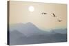 Migrating Cranes to the Sun over the Mountains-Protasov AN-Stretched Canvas