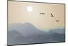 Migrating Cranes to the Sun over the Mountains-Protasov AN-Mounted Photographic Print