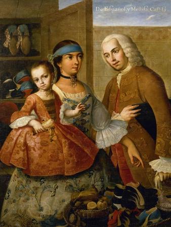 Couple with Little Girl (De Espanol y Mestiza, Castiza), Museo de America, Madrid, Spain