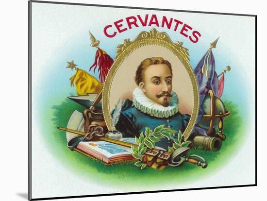 Miguel de Cervantes Brand Cigar Box Label-Lantern Press-Mounted Art Print