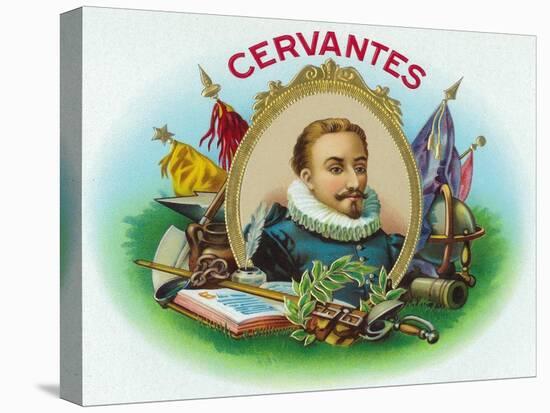 Miguel de Cervantes Brand Cigar Box Label-Lantern Press-Stretched Canvas