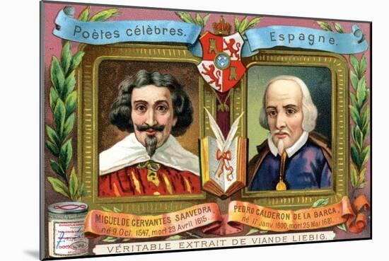 Miguel De Cervantes Saavedra and Pedro Calderon De La Barca, C1900-null-Mounted Giclee Print