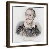 Miguel Saavedra de Cervantes, engraving-J.W. Cook-Framed Giclee Print