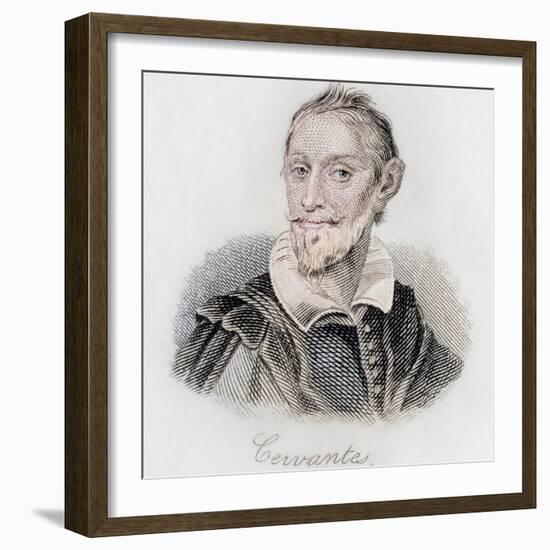 Miguel Saavedra de Cervantes, engraving-J.W. Cook-Framed Giclee Print