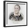 Miguel Saavedra de Cervantes, engraving-J.W. Cook-Framed Giclee Print