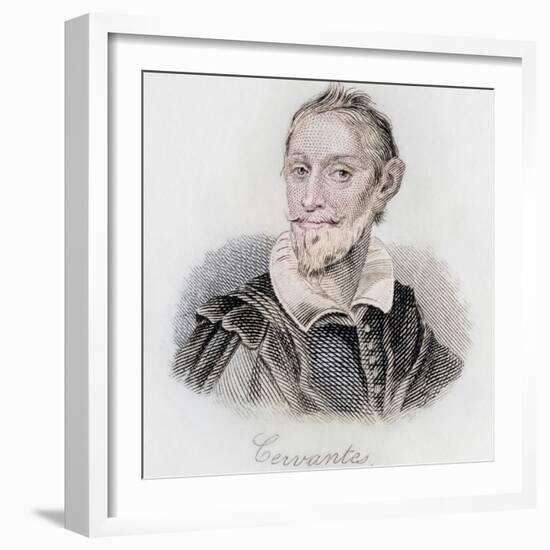 Miguel Saavedra de Cervantes, engraving-J.W. Cook-Framed Giclee Print