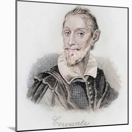 Miguel Saavedra de Cervantes, engraving-J.W. Cook-Mounted Giclee Print