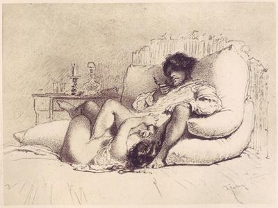 Woman Masturbating a Man on a Bed, Plate 18 from "Liebe," Published 1901 in Leipzig