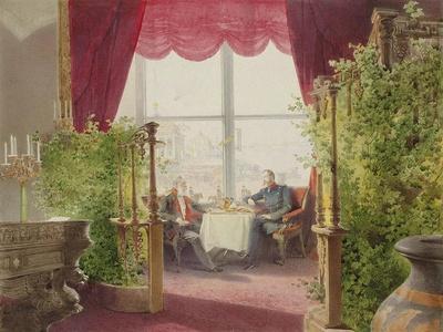Breakfast of Emperors Alexander II and William I in the Winter Palace, 1873