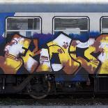 Grafitti on Train Carriage, Pisa, Italy-Mike Burton-Photographic Print