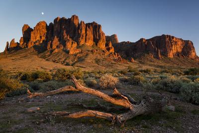The Moon Rising Above The Western Superstition Mountains, Lost Dutchman State Park, Arizona