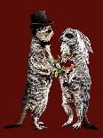 Married Meerkats on Red Oxide, 2020, (Pen and Ink)-Mike Davis-Giclee Print