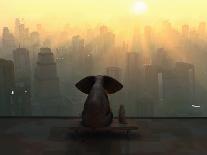 Elephant and Dog Meditate at Summer Night-Mike_Kiev-Photographic Print