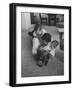 Mike Sibole, Four-Year-Old Recently Blinded to Save His Life, Playing with Father and Brother-Stan Wayman-Framed Photographic Print