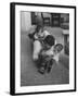 Mike Sibole, Four-Year-Old Recently Blinded to Save His Life, Playing with Father and Brother-Stan Wayman-Framed Photographic Print