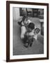 Mike Sibole, Four-Year-Old Recently Blinded to Save His Life, Playing with Father and Brother-Stan Wayman-Framed Photographic Print