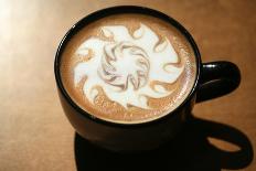 Latte Art, Designs Drawn With Steamed Milk In Hot Fresh Rich Coffee In A Ceramic Coffee Cup-mikeledray-Art Print