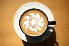 Latte Art, Designs Drawn With Steamed Milk In Hot Fresh Rich Coffee In A Ceramic Coffee Cup-mikeledray-Stretched Canvas