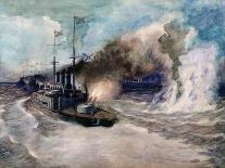 The Battle Between the Black Sea Fleet and the Armoured Cruiser Goeben on 5th November 1914, 1940-Mikhail Mikhailovich Semyonov-Framed Stretched Canvas