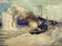 The Battle Between the Black Sea Fleet and the Armoured Cruiser Goeben on 5th November 1914, 1940-Mikhail Mikhailovich Semyonov-Mounted Giclee Print