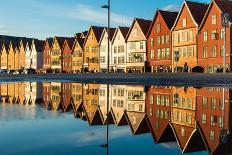 Famous Bryggen Street with Wooden Colored Houses in Bergen, Norway, UNESCO World Heritage Cite - Ar-Mikhail Varentsov-Photographic Print